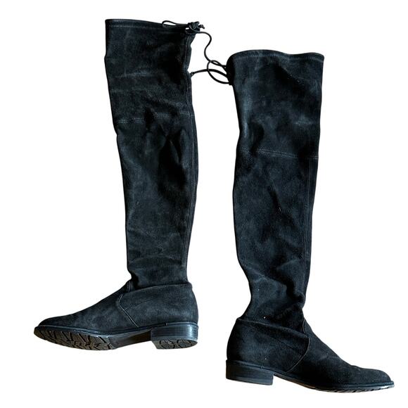 Stuart Weitzman Lowland Over the Knee Black Suede Boots STUART WEITZMAN Lowland Over The Knee Suede Leather Boots Black Sz 5
